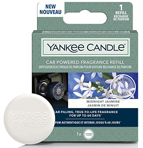 Yankee Candle Car Powered Fragrance Diffuser Refill| Midnight Jasmine Car Air Freshener | Lasts Up To 60 Days | 1 Count