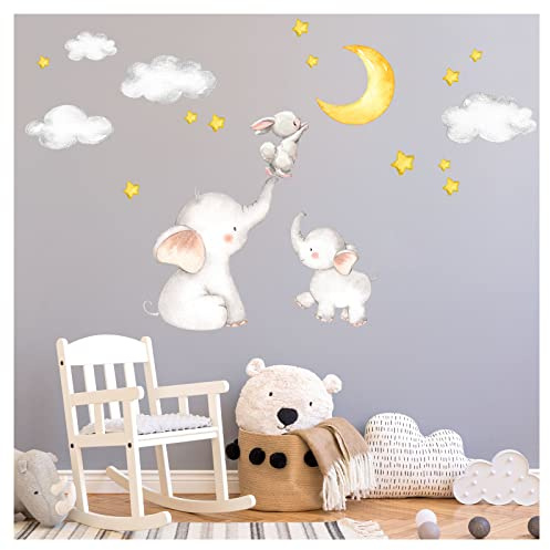 Little Deco Wandtattoo Elefant & Hase mit Mond und Sternen DL463