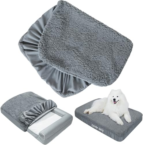 Dog Bed Covers Soft Plush Replacement Washable, 36x27 Inches, Cover Only