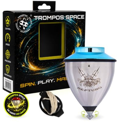 Space TROMPOS - Neptuno Punta Roller Acero INOX, Color Azul, Incluye Cuerda