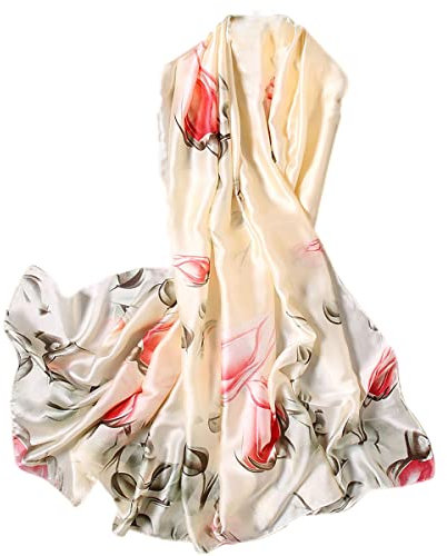FAIRYGATE Seidenschal Damen 100% Seide XXL Blumen Seidentuch Stola für Abendkleid Hochzeit Seide Schal Halstuch 79022