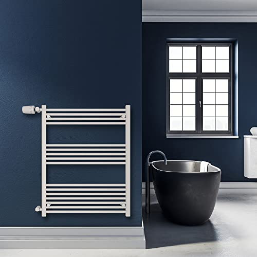 SHV Badheizkörper Andromeda mit Seitenanschluss in Weiß - 800 x 1000 mm (Anschluss 900 mm) | Heizkörper für Badezimmer, Handtuchhalter für Wand im Bad, Handtuchheizkörper