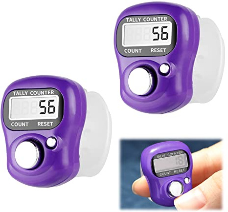 2 Pcs Finger Counters Mini Digital Finger Counter, Counter With 5-digit Display Function Digital Version of Finger Counter Display Finger Counter for Various Indoor Outdoor Activities Counting, Purple
