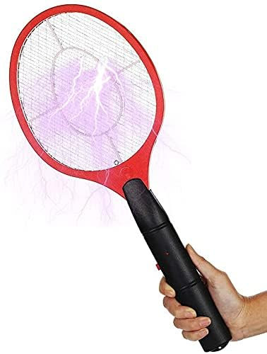 Fly Zapper Battery Operated Electric Fly Swatter Insects Handheld Electric Bug Zapper Mosquito Insect Wasp Zapper Killer Insects Killer Racket for Home Indoor Outdoor Camping Picnics (Red)