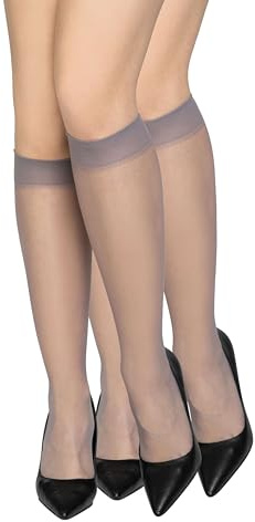 looksy Juego de 2 pares de calcetines hasta la rodilla para mujer, transparentes, 15 DEN, sin presión, cómodos y suaves, discretos, talla única Natalie15