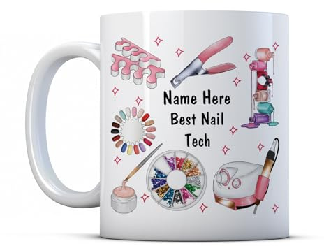 Finger prints - Best Nail Tech - Personalised - Manicurist Gift Mug, Ceramic, 11fl.oz.