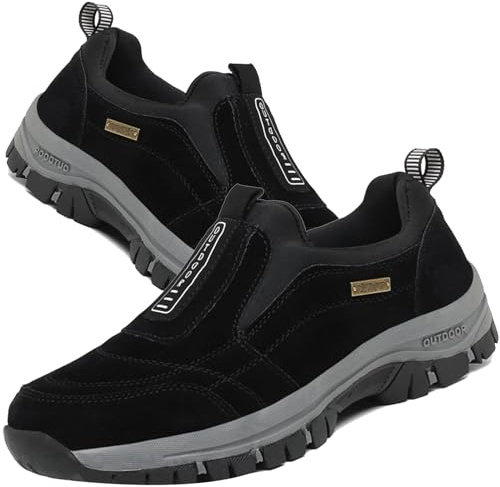 Aocase Chaussures orthopédiques pour Hommes sans Lacets Baskets de randonnée en Plein air Mocassin sans Lacet Chaussures légères pour Le Travail,Noir,43/265mm