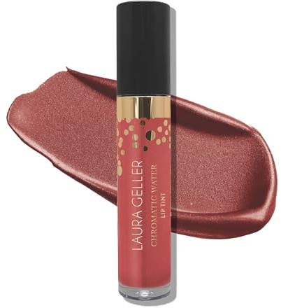 LAURA GELLER Chromatic Water Lip Tint, Holographic Color, Water-Based Formula to Hydrate, Tea Rose