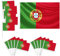 16 pièces Ensemble de drapeaux,décorations de coupe européenne,1 grand drapeau 150x90cm,avec œillets en laiton,15 petits petit drapeau à main,décorés lors d'événements sportifs,fêtes (Portugal)
