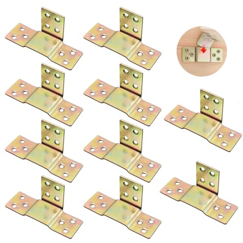 Juego de 10 conectores de cama, herrajes de cama pesados, conectores de esquina, conectores de madera, ángulo de cama para colgar, para vigas centrales, barandillas de cama, somieres, proyecto de