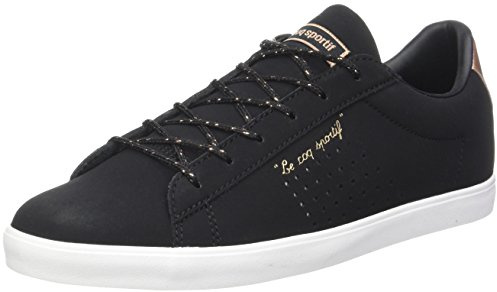 Le Coq Sportif Women's Agate Lo S Nubuck/Metallic Sneakers, Black Black Rose Gold, 5 UK