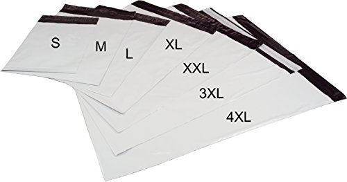 Global Pack Umweltbeutel 25 Stück, 425x325+50 mm, Schwarz/Weiß, Selbstklebend, Wasserdicht, Modern, Poly, Rechteckig, für Brief