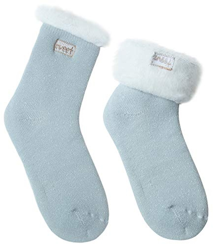 JARSEEN 2 Pairs Womens Wool Thermals Socks Warm Wool Pile Lined Insulated Thick Knitting Ladies Socks Winter Cute Embroidery (2 Mint, UK 4-9)