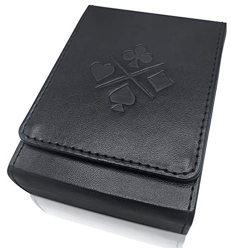 BTkviseQat Luck Lab Single Deck Leather Playing Card Case/Holder - Black - Fits Poker and Bridge Size Cards