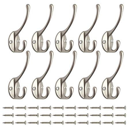 Bosdontek 10 Pcs Modern Coat Hooks Wall Hooks Clothes Hat Hooks Robe Hooks Wall Mounted Hook for Aisle Entryway Garage
