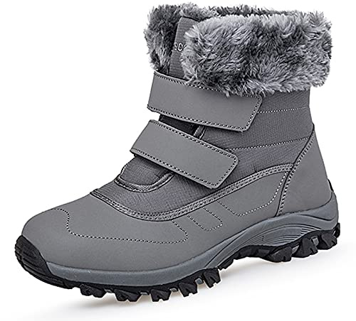 Snow Boots Womens Waterproof Ladies Walking Winter Ankle Boots Warm Fur Lined Anti Slip Shoes,629 Grey 5.5UK 39EU 245