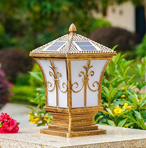 Solar Pfostenleuchte LED Außen Vintage, Außenlampe IP65 Wasserdicht Retro Gartenlampe Dimmbar Mit Fernbedienung für Garten, Terrasse, Zaunpfosten