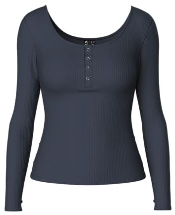 PIECES dam Långärmad tröja Pckitte Ls Top Noos Bc, Amber blå, XS