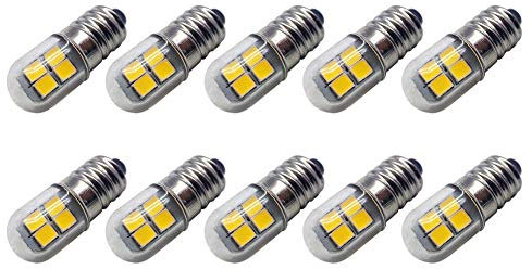Ruiandsion E10 LED Bulb 4.5V - 6V E10 Screw Base LED Bulb 2835 8SMD Chips Yellow Upgrade for Headlamps Flashlights Torch Lights(Pack of 10)