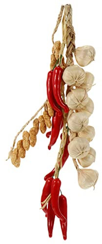 Garneck 3pcs Artificial Garlic Hanging Strings Fake Chili Vegetable Photography Props Lifelike White Garlic Fake Peppers Garland Peanut Wall Farmhouse Harvest Decoration
