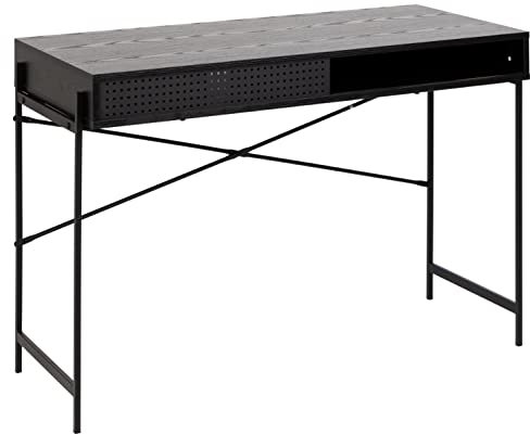 AC Design Furniture Schreibtisch mit Schiebetür und offenem Aufbewahrungsfach, Rechteckig, Wildeiche, 110 x 50 x 75 cm
