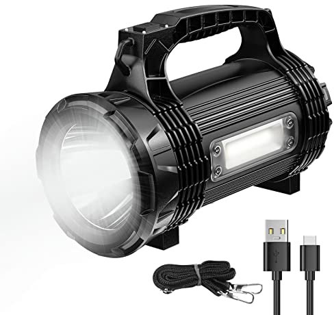 ERAY LED Taschenlampe Aufladbar - Handscheinwerfer LED Akku mit 8 Lichtmodi, IP65 Wasserdicht, 3000 Lumen, Schultergurt - SOS Notfall Explosionsgeschützte Taschenlampen für Meins/Chemieanlagen/Wandern