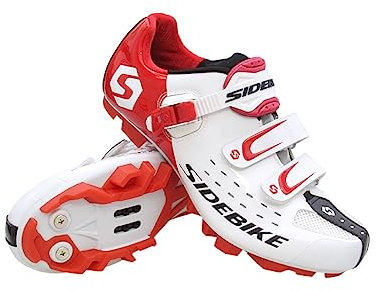 Msport Fahrradschuhe MTB Radsportschuhe Herren/Damen Professionelle Mountainbike-Schuhe Kompatible SPD-Pedale - Weiß 44 EU