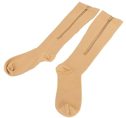 Medias de Compresión con Cremallera para Mujer, 15-20 mmHg Cómodas de Usar Medias de Compresión para Mujer Que Promueven la Circulación Sanguínea para Las Venas Varicosas (XXL)