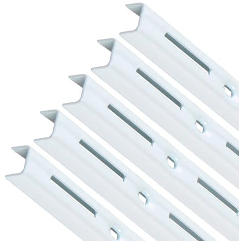 PRIOstahl Wandschienen für Regalträger - 5 x Schienen | 1-reihig | Länge: 2000 mm | Weiß | Wandhalterung zur flexiblen Montage von Regalsystemen Regalhalter Regalbodenträger Wandregal aus Stahl