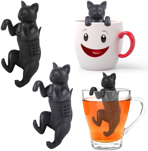 Ezydka tesil för löst te 2 stycken – rolig silikon te infuser katt för kopp, kannor och koppar (kattstil)