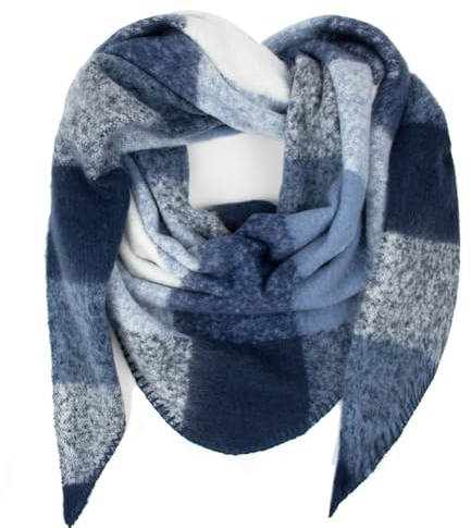 Glamexx24 Sciarpa XXL da donna sciarpa unisex poncho forma triangolare colori alla moda sciarpa invernale a quadri sciarpa molte varianti, Blu blu scuro, Taglia unica