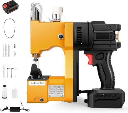 Tanniws Nähmaschine mit Akku Handnähmaschine 50000mAh 21V Elektrisch Sacknähmaschine Tragbares Beutelverschließmaschine Abdichtmaschine für Gewebesack Papiersack Sandsack Jutesack Getreidesack