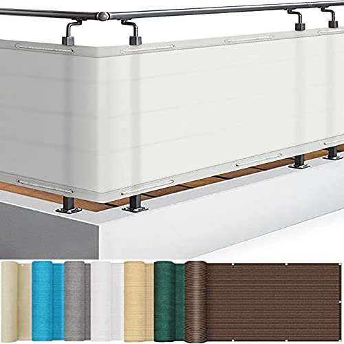 Rete frangivista per balcone, 120 x 900 cm, ventilata, protezione UV, con fori e fascette, ideale per muri e cortili, colore bianco