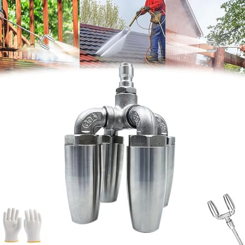 Boquilla Turbo doble/triple, boquilla Turbos con núcleo de cerámica, boquilla Turbo triple for lavadora a presión, boquilla Turbo giratoria de 360° for lavadora eléctrica con conector rápido de 1/4,