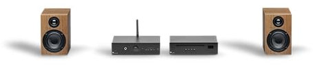 Pro-Ject Stereo Set E CD, allt-i-ett Hi-Fi-nybörjarset med förstärkare, CD-spelare och högtalare, inklusive kabel (svart/valnöt)