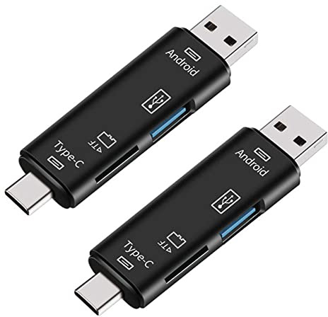 KEALLANS 2X 5-i-1 OTG Micro-SD-kortläsare/SD-kort/TF USB Player-hållare Android typ-C telefon/dator