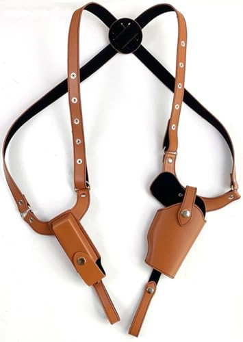 BALAMLB Holster Épaule, Poche Holster Pistolet Épaule Tactique Vertical Dissimulable Bretelles Holster À Bandoulière Réglables pour G43, 45, P320/P220/P226/P227, G17/22/31, 1911, QSZ92/QSZ92G Brown,A