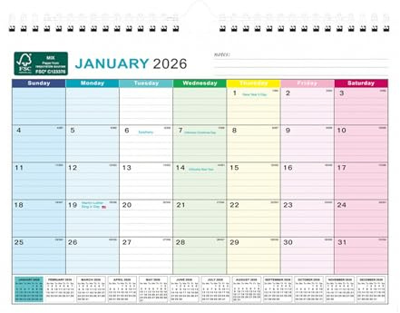 Skrivbordskalender 2026 – Månadsplanerare, spiralbunden väggkalender, 18 månaders tjockt papper | Mötesuppföljning, akademisk planering och arbetsplanering, användning i klassrummet ELLER
