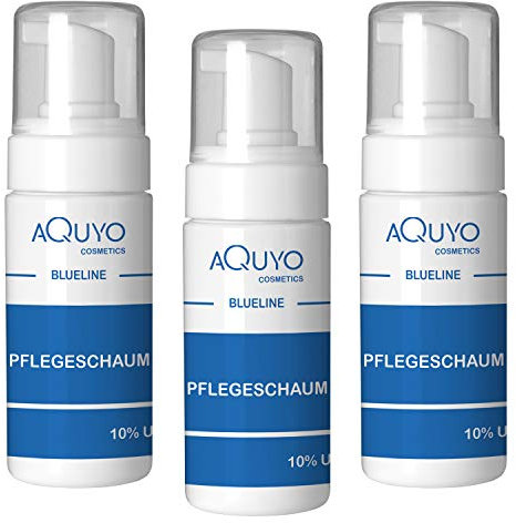Blueline 10% Urea Schaum für sehr trockene Haut und Füße (3er Pack - 3x 100ml) | Fußschaum & Körperschaum zur Pflege für empfindliche und rissige Haut | parfümfrei, silikonfrei, parabenfrei