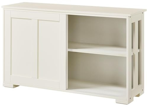 Yaheetech Küchenschrank Aufbewahrungsschrank mit Stauraum und Schiebetüren Konsolentisch Sideboard aus Holz Küchekommode freistehender Schrank Buffetschrank Beistellschrank Küchenmöbel Cremeweiß