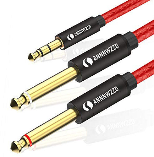 ANNNWZZD 3.5mm to 6.35mm Audio Jack, 1/4 jack to 3.5mm Y Splitter Stereo Audio Lead Compatible with Phone, PC, Computer Sound Card, Mixer, Multimedia Speaker, Home Stereo System 1m