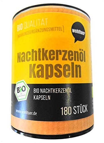 Wohltuer Bio Nachtkerzenöl Kapseln - Vegan & Bio - 180 Stück für 45 Tage. Aus Deutschland