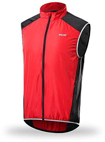 ZMMYD Gilet de Cyclisme réfléchissant Hommes Coupe-Vent Respirant Cyclisme Vent Gilet vélo Route VTT VTT Descente Coupe-Vent,Rouge,XL