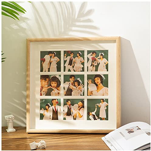 YOUCAI Collage de Marco para 9 Fotos, 5.5 x 5.5 cm/ 9 x 9 cm de Cada Uno, para Colgar, para Fotos Familiares, Marco para Fotos de Pared múltiple, decoración del hogar,37.3x37.3cm,A-Natural