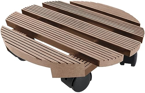 UISEBRT WPC - Rullo per piante Ø 30 cm, portata 100 kg, per piante e piante (marrone, rotondo)