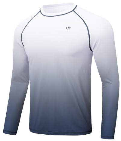 Huayuzh Rashguard UV Shirt Herren Langarmshirt Schwimm Tshirt Schnelltrocknend Atmungsaktiv Surfen Angeln Wandern Top
