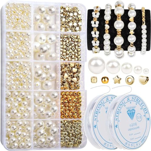 Veszoen 720-delars pärlset för gör-det-själv-smyckestillverkning, vuxna, unisex, guld, traditionell stil