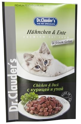 Dr. Clauder's Nourriture humide pour chats Variété Best Pearls en sauce Différentes saveurs 20 x 100 g (poulet et canard)