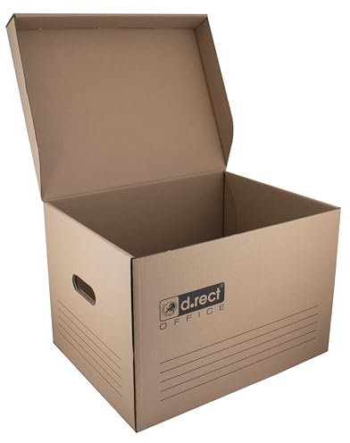 D.RECT 12 Pezzi Scatole Cartone Per Archivio 431 x 333 x 294 mm, Marrone