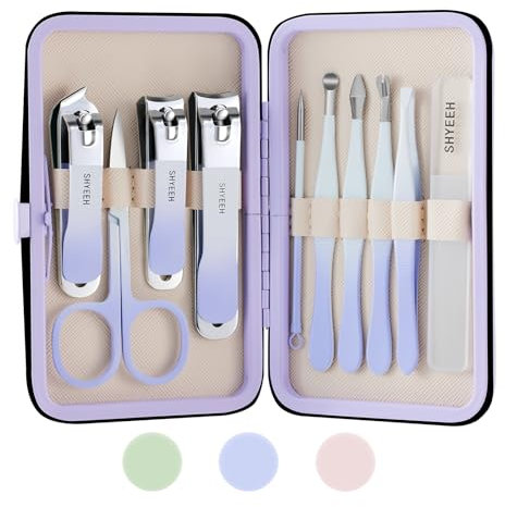 Maniküre Set, Nagelset Maniküre aus Kohlenstoffreicher Stahl, 10-teiliges Maniküre Pediküre Set mit Etui Leder, Nagelscheren Set für Männer Damen